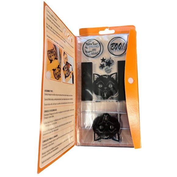 Inkadinkado Clear Halloween Stamps Paper Sculptures Craft Kit Cat & Owl 60-31225 - Picture 4 of 5